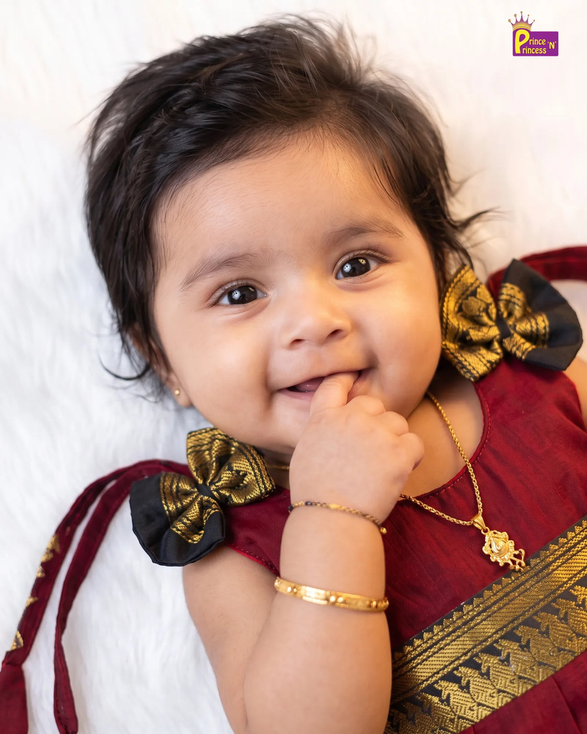 Newborn Maroon & Dark Green Kalyani Cotton Frock  LF2074