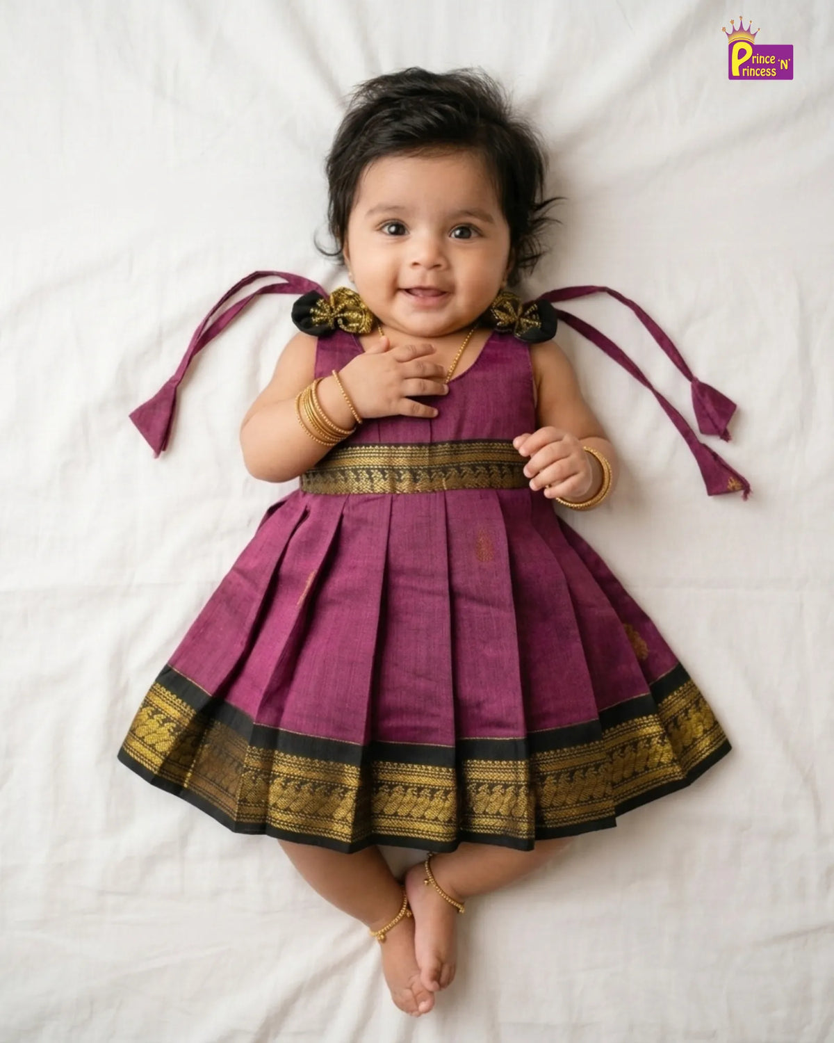 Newborn Mauve & Dark Green Kalyani Cotton Frock   LF2063