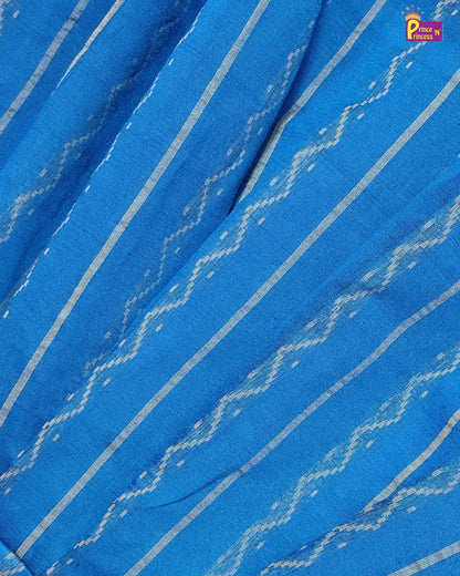 Blue fabric with white wavy lines pattern
