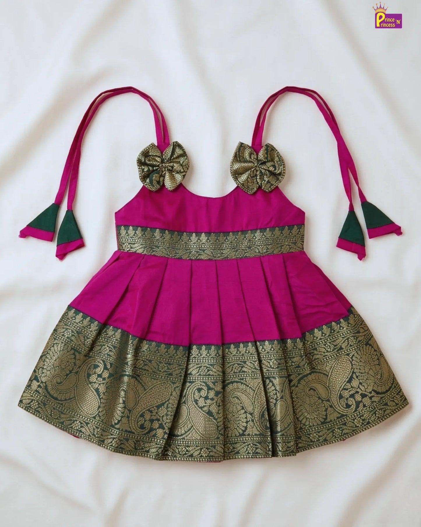 New Born Purple with Dark Green Raw Silk Frock LF1553