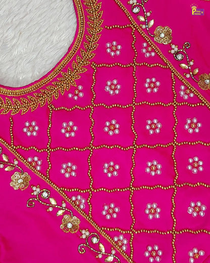 Kids Pink With Golden Yellow Traditional Pattupavadai PPP1833