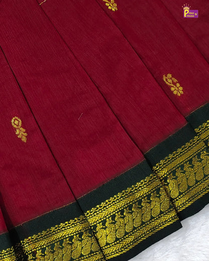 Newborn Maroon & Dark Green Kalyani Cotton Frock  LF2074