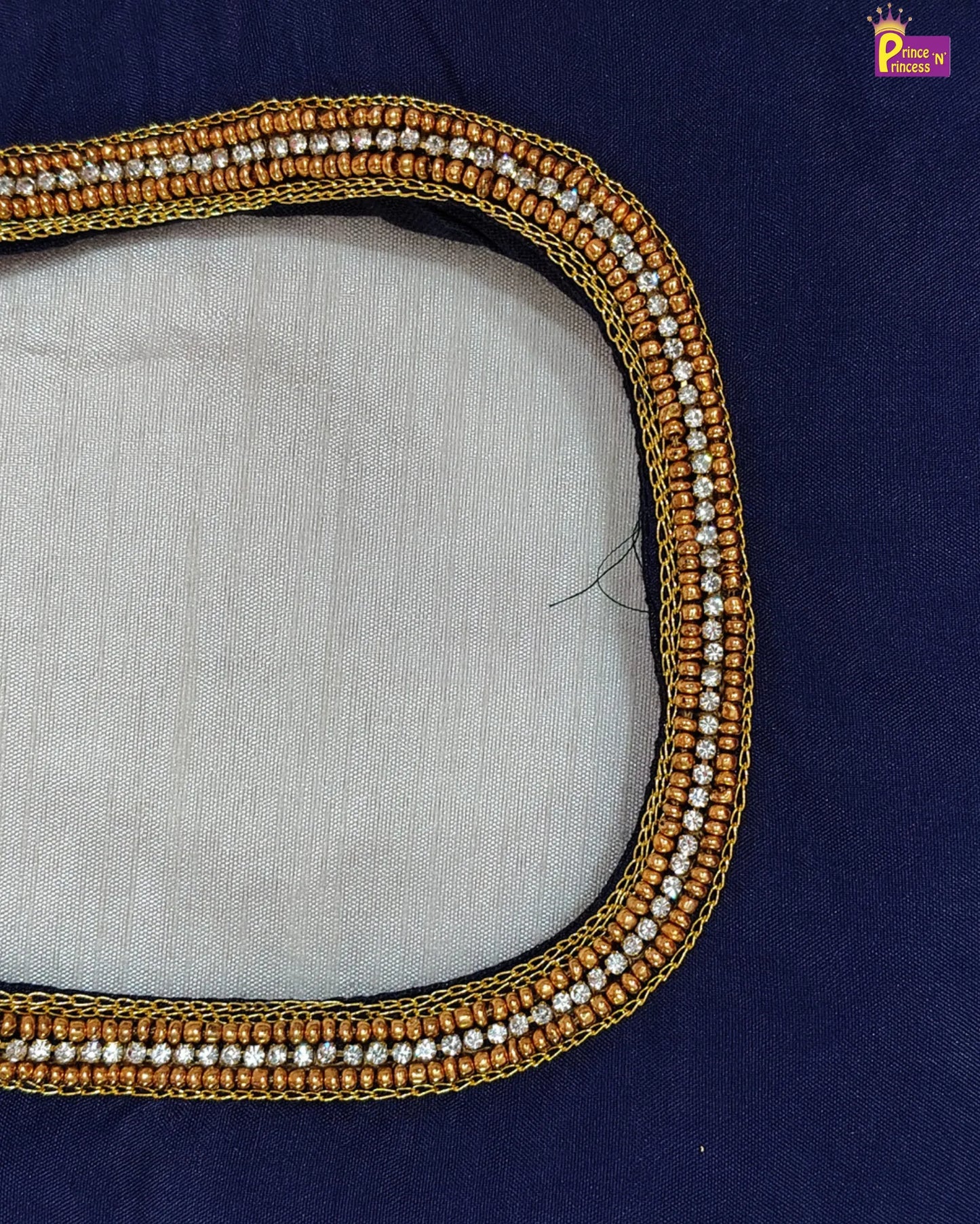 Kids Dark Blue Traditional Aari Work Pattupavadai PPP1861