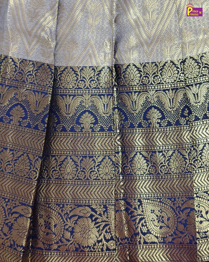 Kids Dark Blue Traditional Aari Work Pattupavadai PPP1861